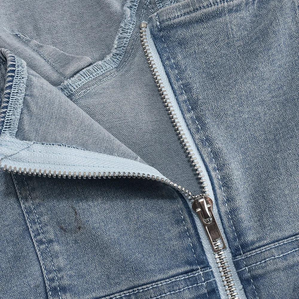 Robe Denim Stretch Dos Nu à Volants - Style Élégant - Masko shop