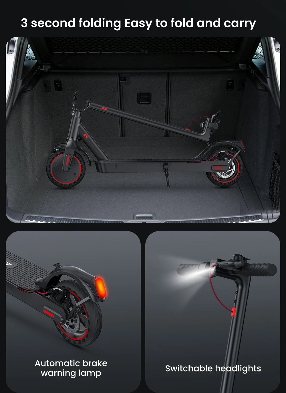 IScooter-Trottinette Électrique i9, Moteur 350W, 36V, 7,5 Ah, Autonomie 30km, 8.5 Pouces, Nid d'Abeille, Rika Scdoms avec Application, Affichage 35%