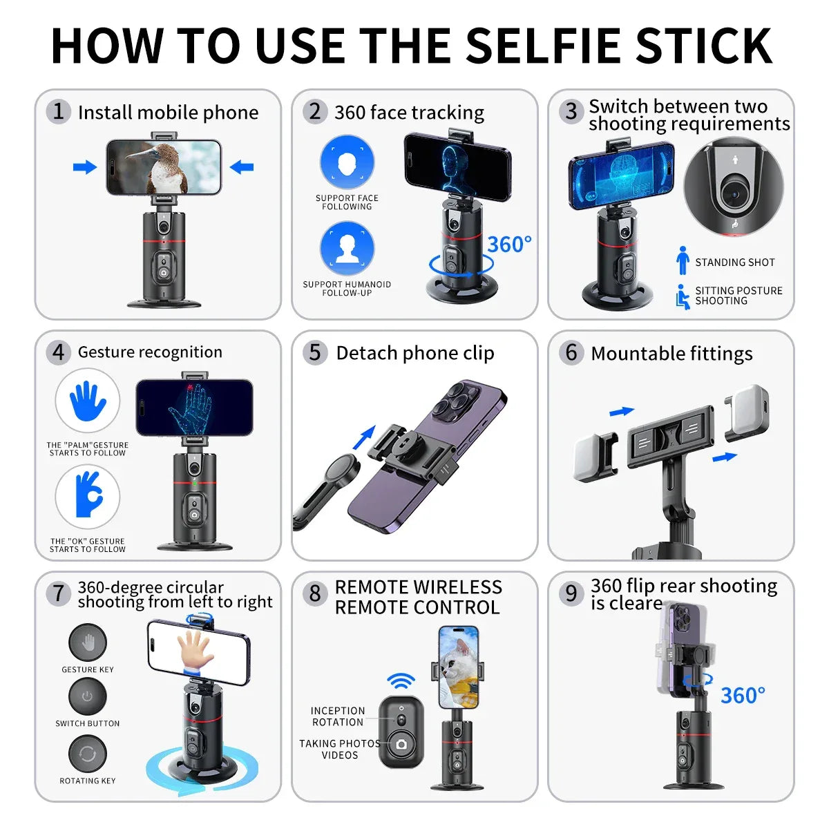 Selfie Stick P02 Suivi AI - Masko shop