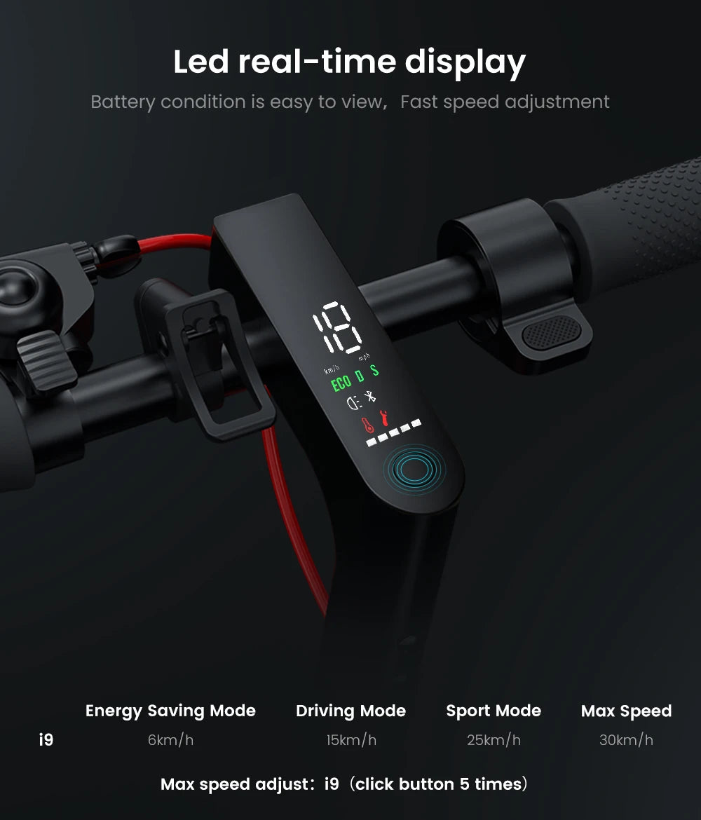 IScooter-Trottinette Électrique i9, Moteur 350W, 36V, 7,5 Ah, Autonomie 30km, 8.5 Pouces, Nid d'Abeille, Rika Scdoms avec Application, Affichage 35%