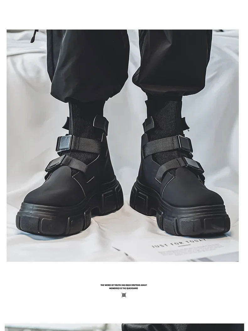 Hommes bottes plate-forme chaussures d'hiver décontracté en plein air cheville en cuir Cowboy tactique randonnée travail baskets concepteur de luxe