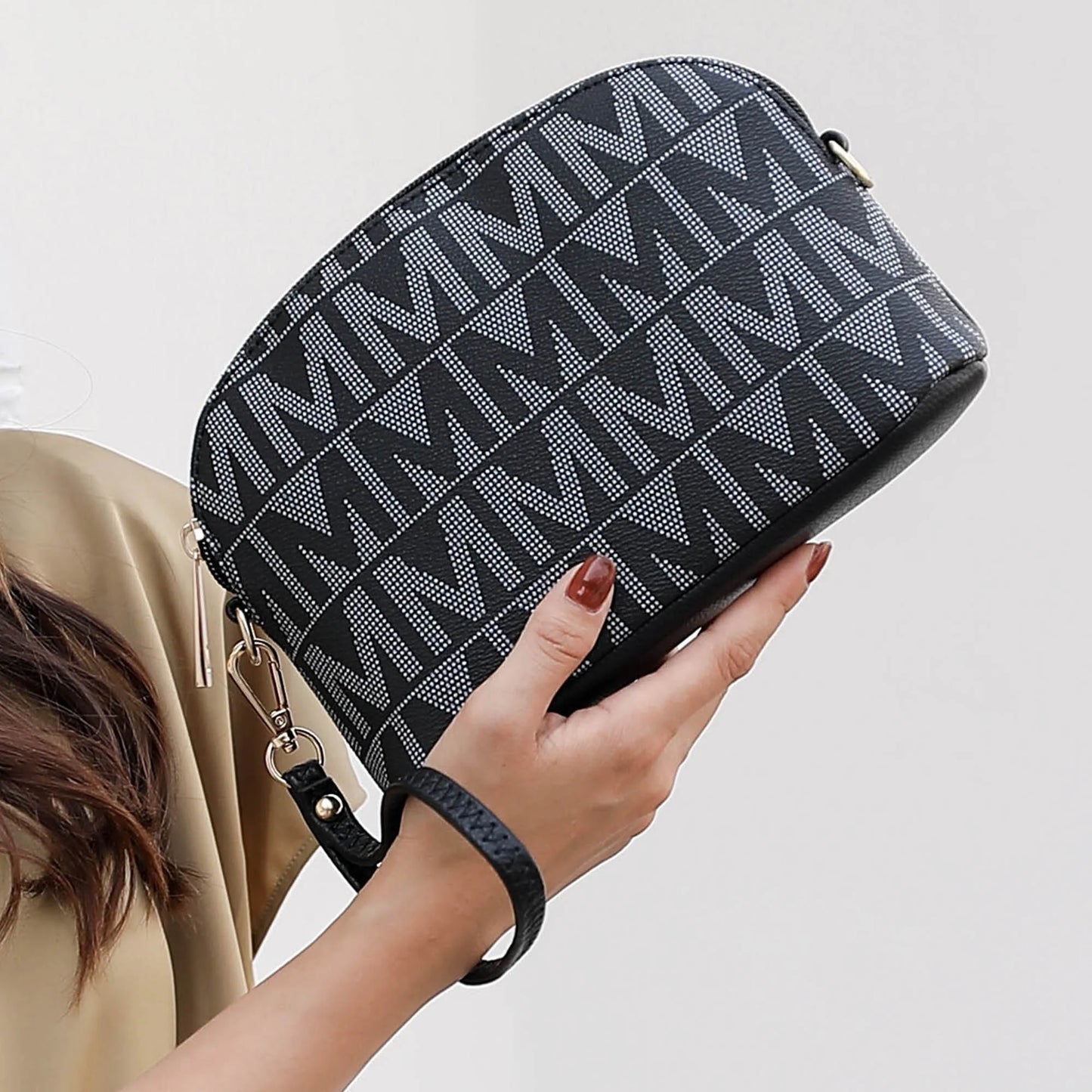 by Mia K. Marimar Women'S Tote Bag with Pouch and Wristlet, Signature 4 Piece Set - Grey