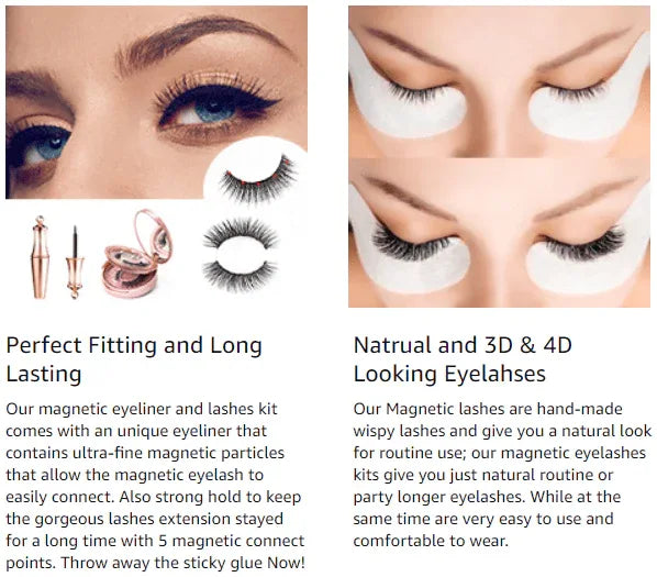Kit Faux Cils Magnétiques 3D - 5 Paires avec Eyeliner - Masko shop