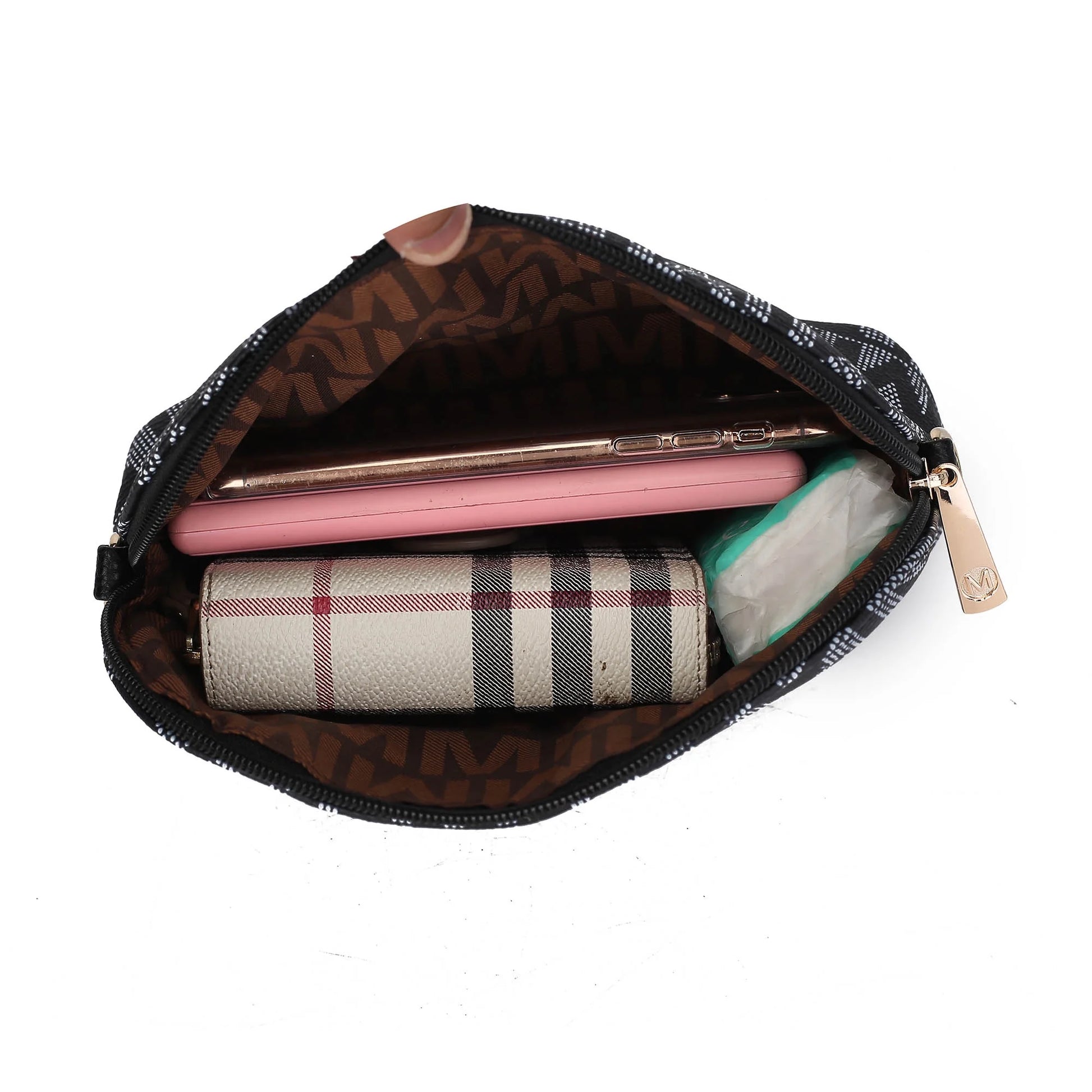 by Mia K. Marimar Women'S Tote Bag with Pouch and Wristlet, Signature 4 Piece Set - Grey